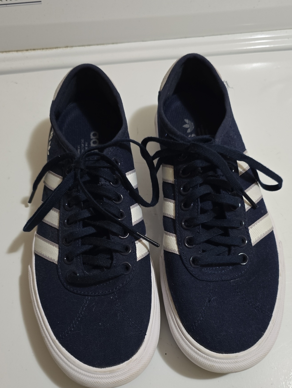adidas Men’s Navy Sneakers with White Stripes
